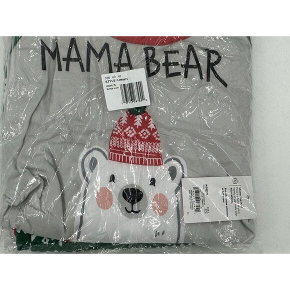 NWT Kohls Jammies For Your Families Women's MAMA BEAR Set Gray Green Christmas - Picture 2 of 4